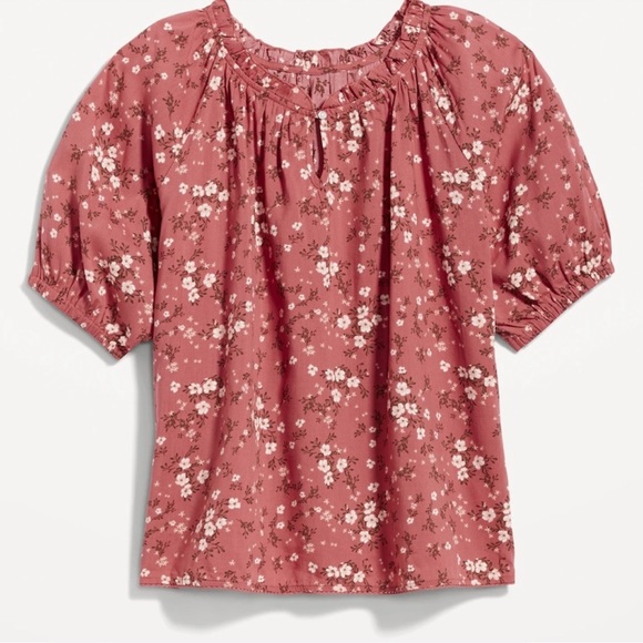 NWT OLD NAVY Puff-Sleeve Floral Swing l Color: Red Floral SIZE  MEDIUM - Picture 1 of 6